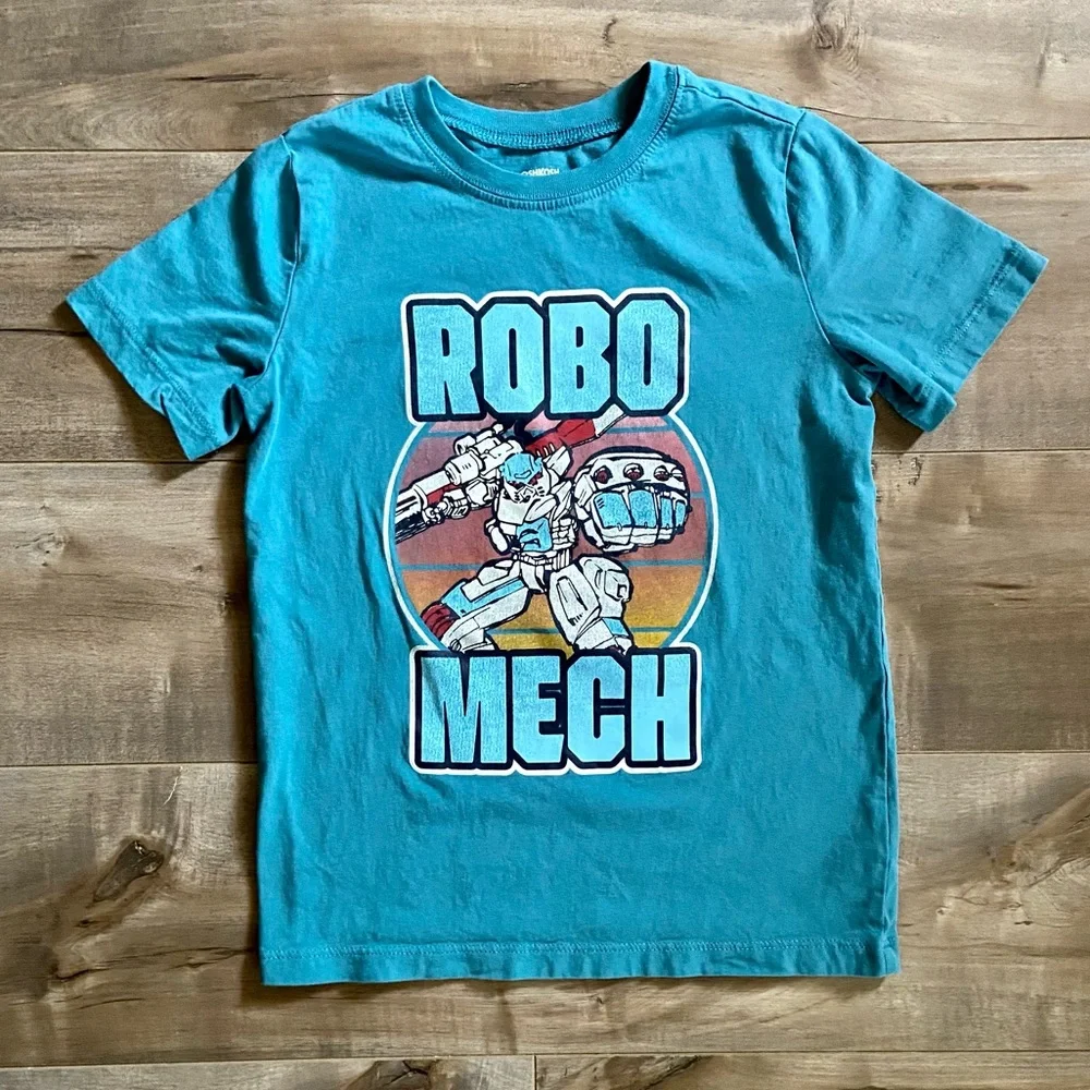 OshKosh Boys Blue Teal Originals Graphic Robo Mech Tee Shirt